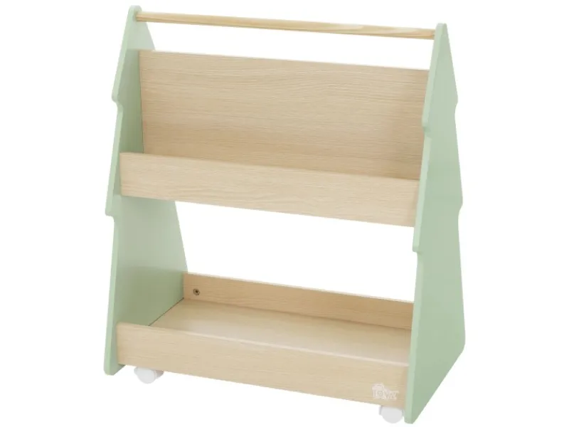 Discount Joyz Kinder Bücherregal Tanne 60x38x705 cm Grün-Natur 2 Seitiges Regal aus Holz