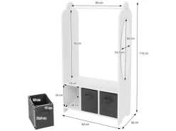 Joyz Kinder Kleiderständer mit Ablage Fächer Spiegel Weltraum 63x30x115 cm Weiß