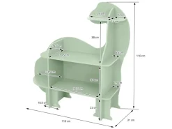 Outlet Joyz Kinderregal 3 Ebenen Dinosaurier aus Holz mit Offenen Regalen 110x31x110 cm