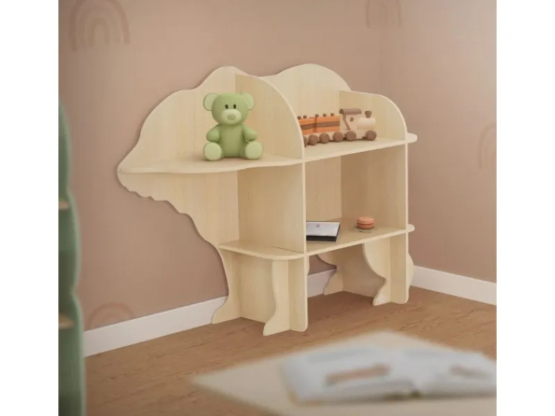 Joyz Kinderregal Bär 2 Ebenen Natur 110x 32x83 cm Holz Regal mit Offenen Regalen