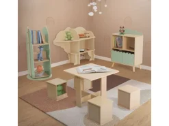 Joyz Kinderregal Bär 2 Ebenen Natur 110x 32x83 cm Holz Regal mit Offenen Regalen