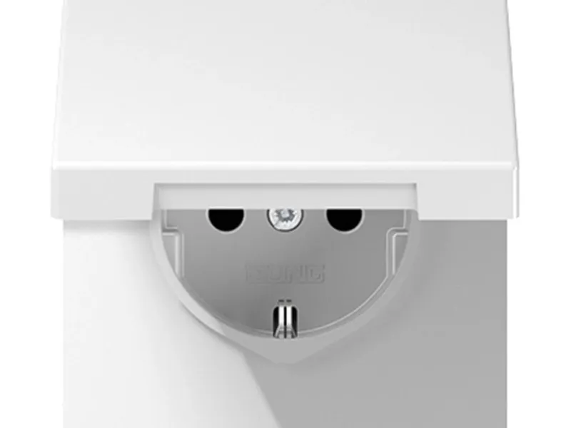 Jung Steckdoseneinsatz mit Klappdeckel und erhöhtem Berührungsschutz LS990 Alpin