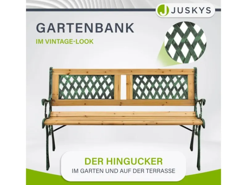 Sale Juskys 2 Sitzer Gartenbank Sanremo aus Lackiertem Holz und Gusseisen
