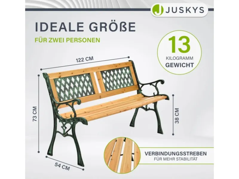 Sale Juskys 2 Sitzer Gartenbank Sanremo aus Lackiertem Holz und Gusseisen