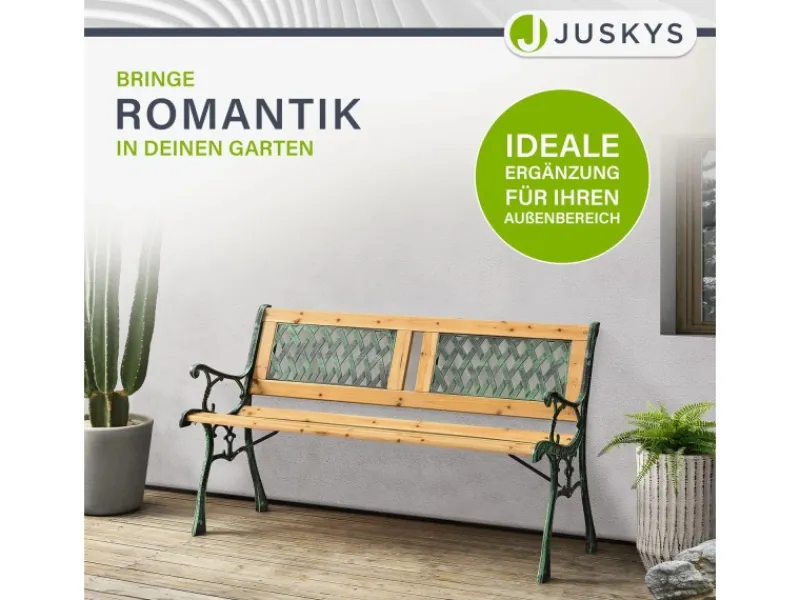 Sale Juskys 2 Sitzer Gartenbank Sanremo aus Lackiertem Holz und Gusseisen