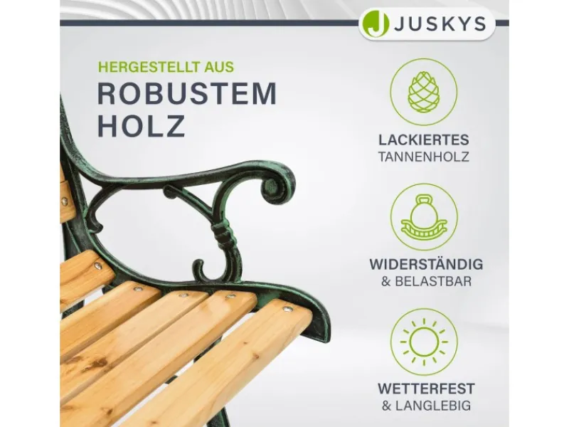 Sale Juskys 2 Sitzer Gartenbank Sanremo aus Lackiertem Holz und Gusseisen