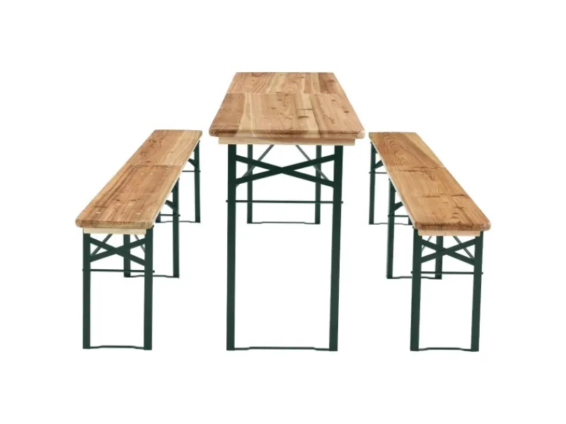 Juskys Bierzeltgarnitur Passau 3 teilig klappbar mit lackiertem Tannenholz 220 cm