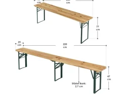 Juskys Bierzeltgarnitur Passau 3 teilig klappbar mit lackiertem Tannenholz 220 cm