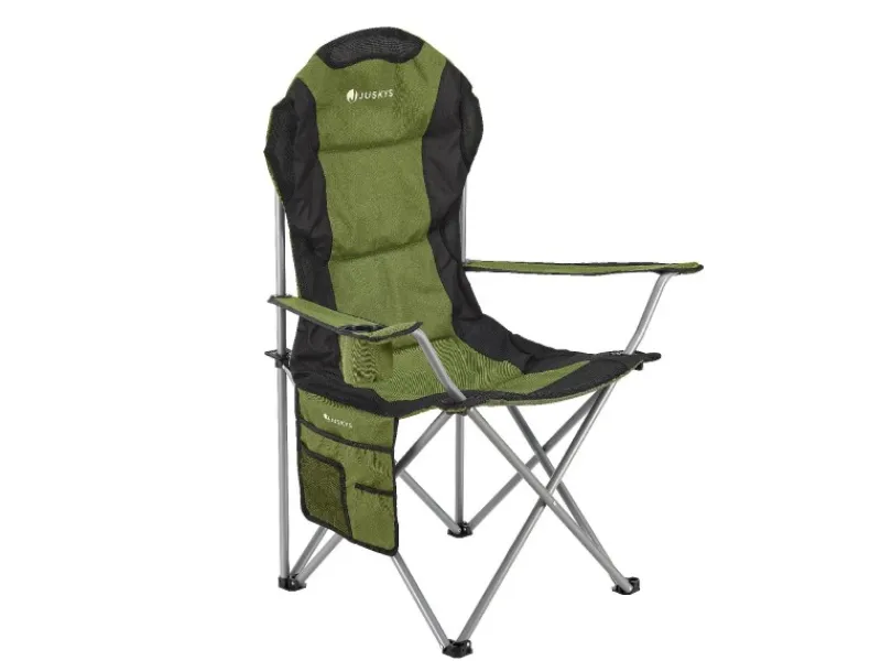 Juskys Campingstuhl Lido mit Flaschenhalterung und Tragetasche Grün