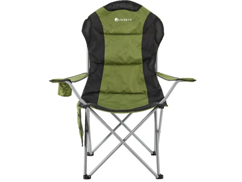 Juskys Campingstuhl Lido mit Flaschenhalterung und Tragetasche Grün
