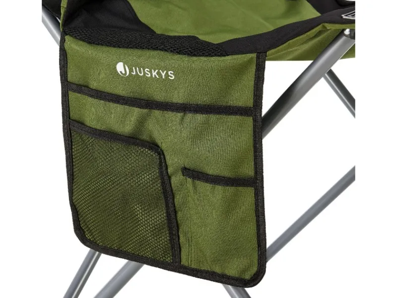 Juskys Campingstuhl Lido mit Flaschenhalterung und Tragetasche Grün