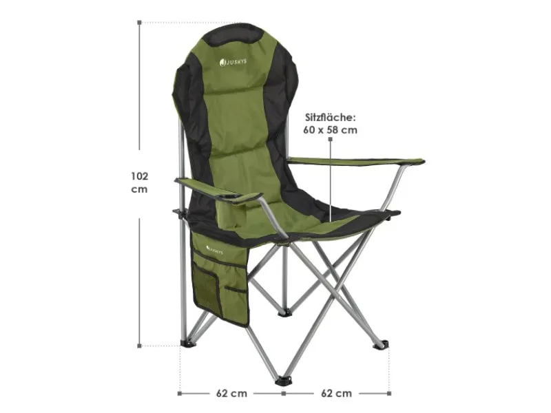 Juskys Campingstuhl Lido mit Flaschenhalterung und Tragetasche Grün
