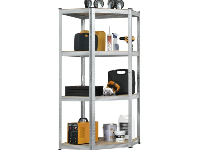 Online Juskys Eckregal Lagerregal Corner Easy 160 x 75 x 40 bis 75 cm Silber