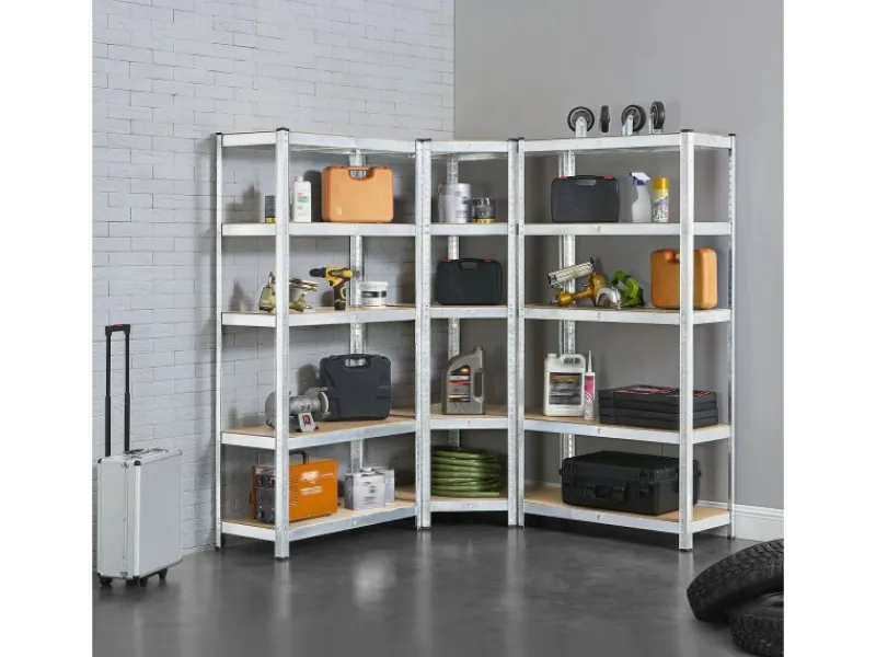 Juskys 3er Regalsystem 1 Corner und 2 Basic Insgesamt 15 Böden mit 2625 kg Tragkraft