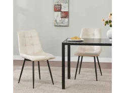 Clearance Juskys Esszimmerstuhl Blanca 6er Set mit Samt Beige