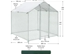 Juskys Freilaufgehege HLS25T 2x2x2m