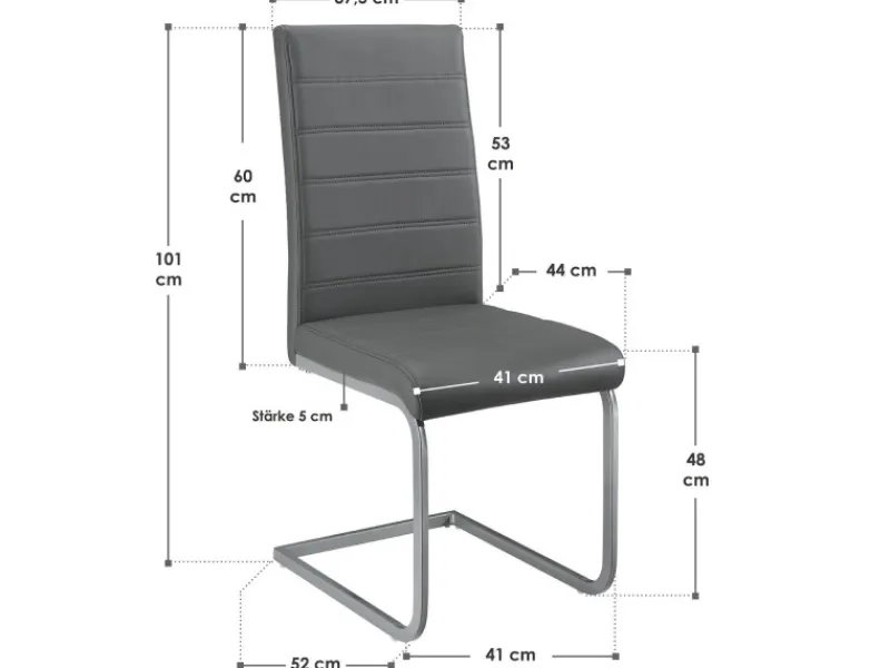Juskys Freischwinger Stuhl Vegas 2er Set aus Kunstleder