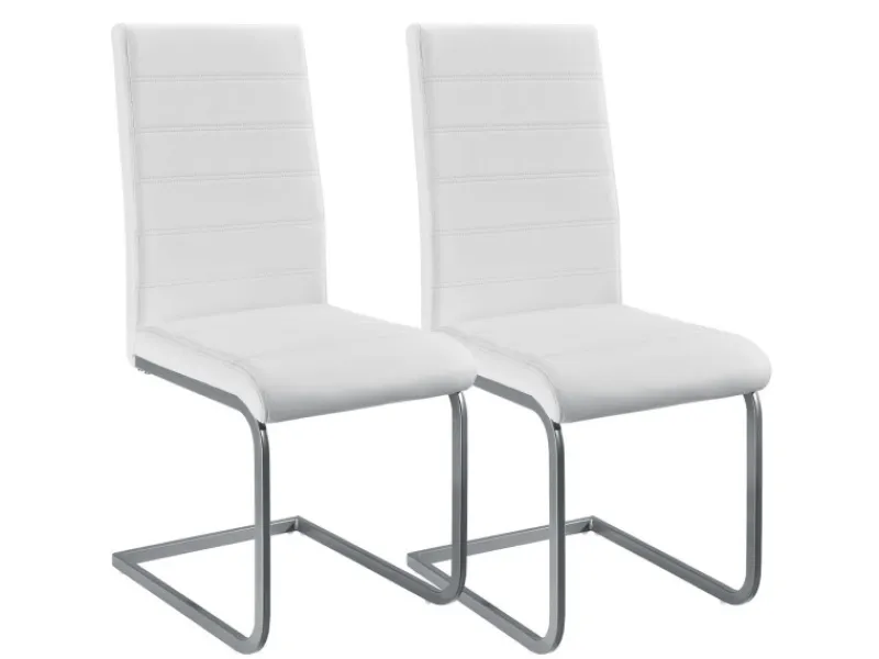 Hot Juskys Freischwinger Stuhl Vegas 2er Set aus Kunstleder Weiß