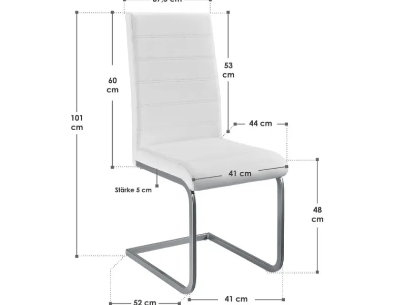 Hot Juskys Freischwinger Stuhl Vegas 2er Set aus Kunstleder Weiß