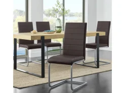 Juskys Freischwinger Stuhl Vegas 4er Set aus Kunstleder