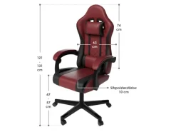 Juskys Gamingstuhl HyperSeat Bordeaux/Schwarz