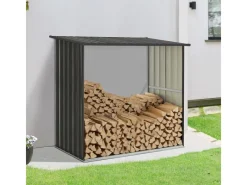 Juskys Holzunterstand Enno aus Stahl Grau