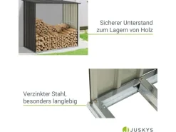 Juskys Holzunterstand Enno aus Stahl Grau