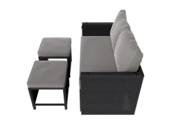 Juskys 2in1 Polyrattan Relax Gartenmöbel Set Jamaika Schwarz Grau