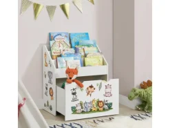 Sale Juskys Kinder Bücherregal Mit 3 Fächern Und Herausziehbarer Spielzeugkiste
