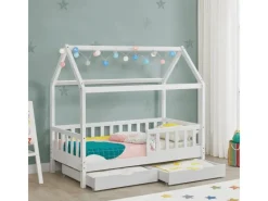 Juskys Kinderbett Marli 80 x 160 cm mit Bettkasten