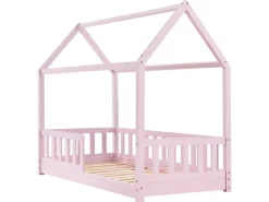 Clearance Juskys Kinderbett Marli 80 x 160 cm mit Matratze Rosa