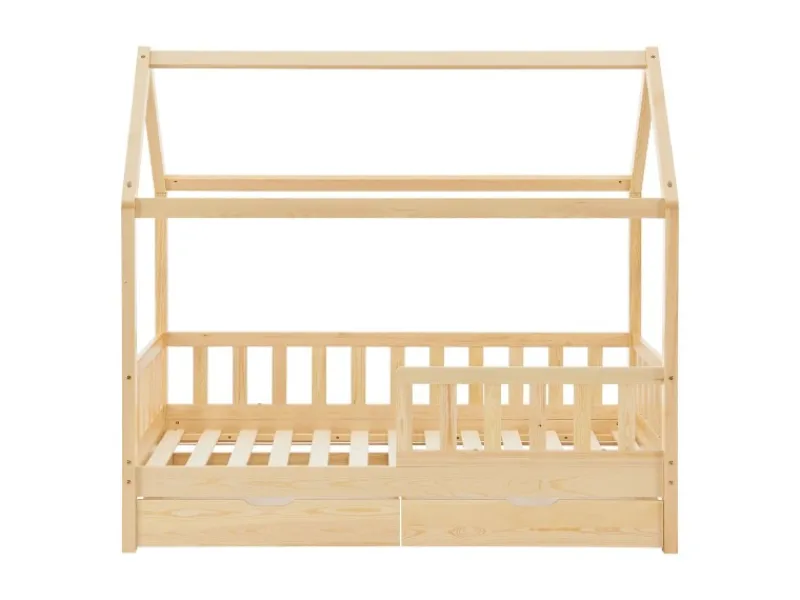 Sale Juskys Kinderbett Marli 80 x 160 cm mit Bettkasten und Matratze Natur