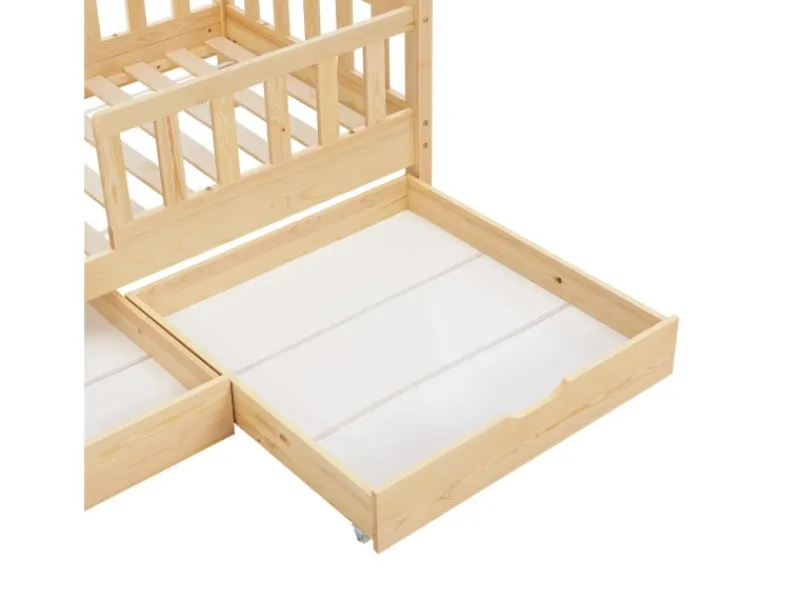 Sale Juskys Kinderbett Marli 80 x 160 cm mit Bettkasten und Matratze Natur