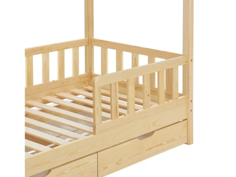 Sale Juskys Kinderbett Marli 80 x 160 cm mit Bettkasten und Matratze Natur