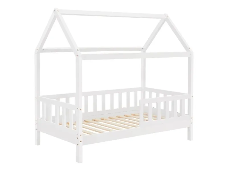 Hot Juskys Kinderbett Marli 80 x 160 cm mit Bettkasten und Matratze Weiß