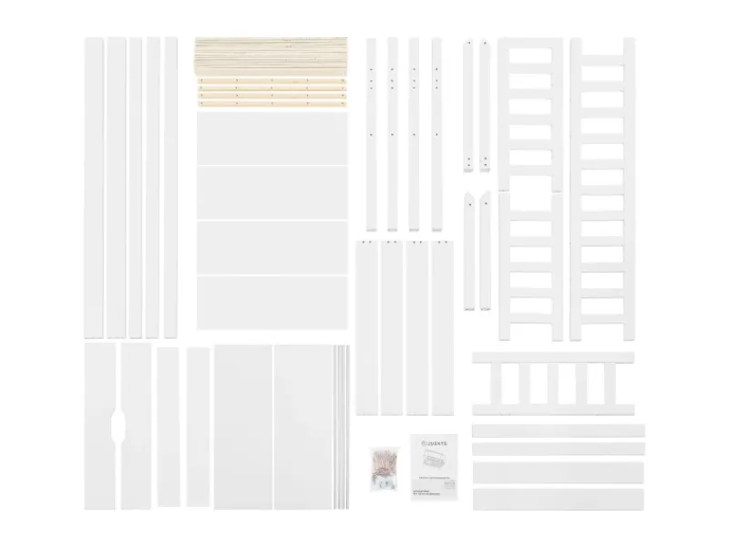 Hot Juskys Kinderbett Marli 80 x 160 cm mit Bettkasten und Matratze Weiß