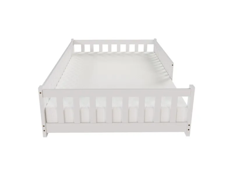 New Juskys Kinderbett Naya 120 x 200 cm mit Matratze Weiß