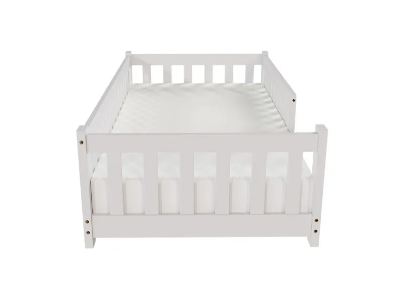 Juskys Kinderbett Naya 80 x 160 cm mit Matratze Weiß