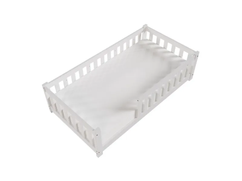 Juskys Kinderbett Naya 80 x 160 cm mit Matratze Weiß