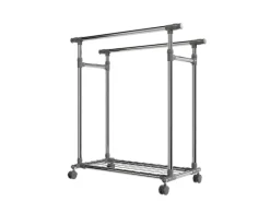 Best Juskys Kleiderständer aus Metall 360 Grad Frei Drehbare Räder Silber Grau