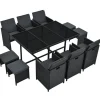 Online Juskys Polyrattan Essgruppe Baracoa XL 11 Teilig Schwarz
