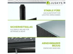 Juskys Polyrattan Gartenmöbel Sitzgruppe Fort Myers Schwarz und Dunkelgraue Bezüge