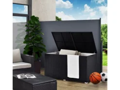 Juskys Polyrattan Gartenmöbel Auflagenbox Ikaria mit Innenplane in Schwarz
