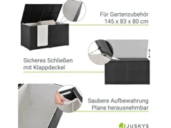 Juskys Polyrattan Gartenmöbel Auflagenbox Ikaria mit Innenplane in Schwarz