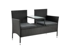 Juskys Polyrattan Gartenmöbel Sitzgruppe Monaco in Schwarz und Dunkelgraue Bezüge