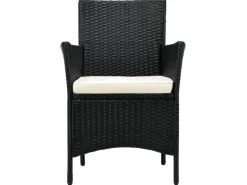 Discount Juskys Polyrattan Gartenmöbel Balkon Set Bayamo in Schwarz mit Bezügen in Beige Schwarz-Beige