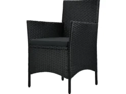 Juskys Polyrattan Gartenmöbel Balkon Set Bayamo in Schwarz mit Bezügen in Dunkelgrau