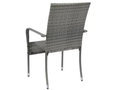 Juskys Polyrattan Gartenstühle Yoro 6er Set Stapelbar mit Armlehnen Grau Meliert