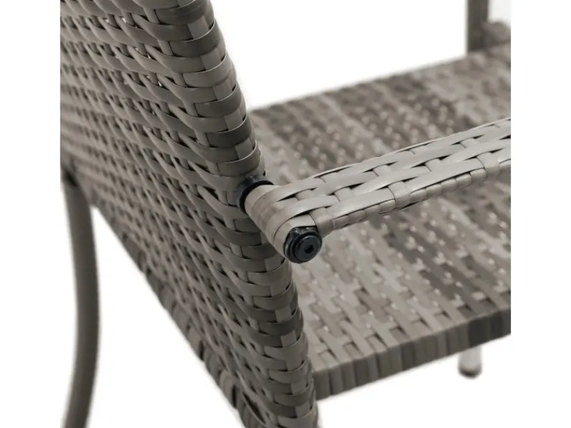 Juskys Polyrattan Gartenstühle Yoro 6er Set Stapelbar mit Armlehnen Grau Meliert