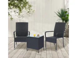 Juskys Polyrattan Gartenstühle Yoro 4er Set Stapelbar mit Armlehnen